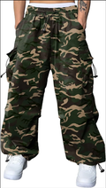 Men's Baggy Cargo Pants Trendy Casual Parachute Pant Loose Fit Harem Joggers with Pockets for Streetwear