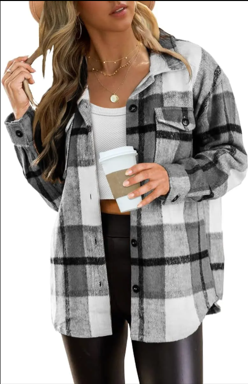 Shackets for Women Plaid Flannel Shirts Fall Winter Jackets Cute Tops Trendy Western Cowgirl Outfits Girls Coats