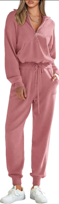 Women's 2 Piece Sweater Set Pullover Zip Up Sweatshirt Jogger Sweatpants Tracksuit Casual Outfit