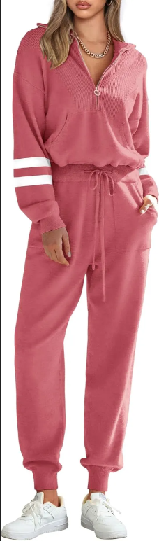 Women's 2 Piece Sweater Set Pullover Zip Up Sweatshirt Jogger Sweatpants Tracksuit Casual Outfit