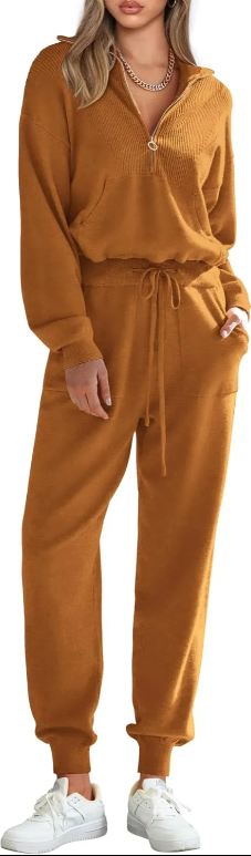 Women's 2 Piece Sweater Set Pullover Zip Up Sweatshirt Jogger Sweatpants Tracksuit Casual Outfit